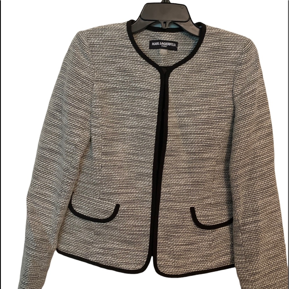 Karl Lagerfeld Delicate Suit Jacket Black and White Size 2